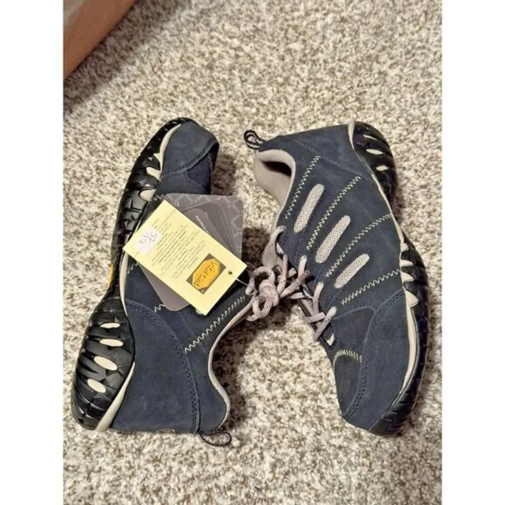 Rockport Works Men's‎ 7.5 Steel Toe Vibram Navy Blue Hiking Boots Shoes